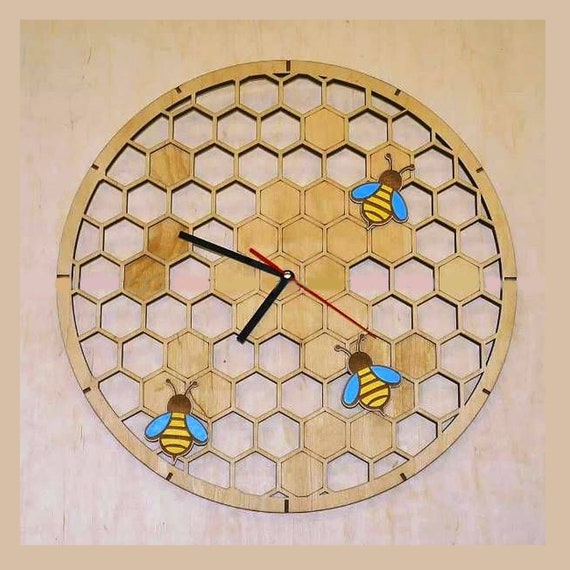 Honey Combs Clock,honey Combs Wall Decor,geometric Clock,honey Combs  Art,bee Decor,clock File,clock for Wall,clock Lase Cut,cnc Plans WCM-21  (Download Now) 