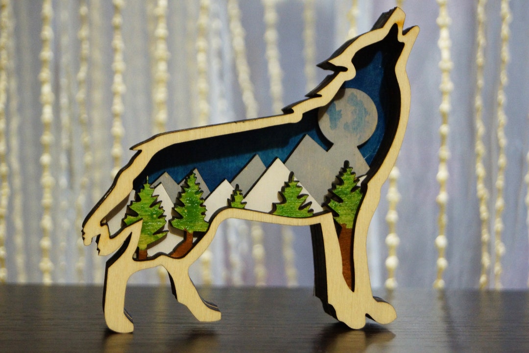 5layer Panel Wolf Lasercut File 3D Puzzle Vector Laser Etsy