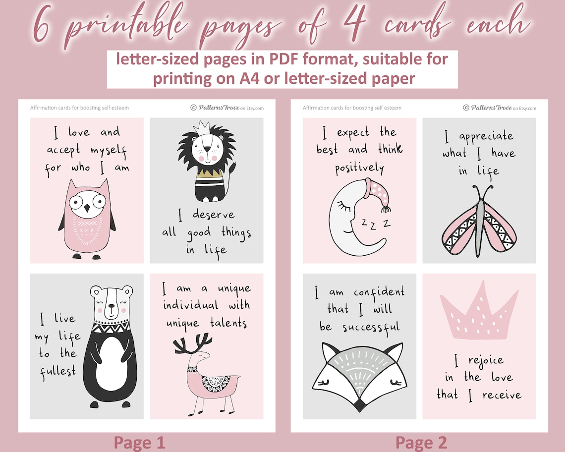 Self Esteem Printable Affirmation Cards Encouragement Cards - Etsy
