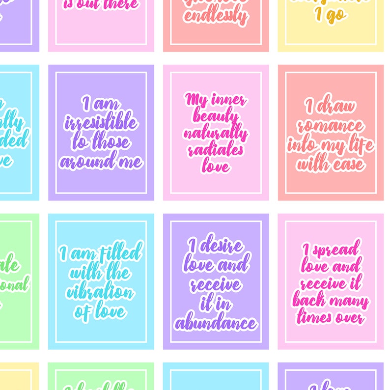 Affirmation stickers for attracting love Printable sticker | Etsy