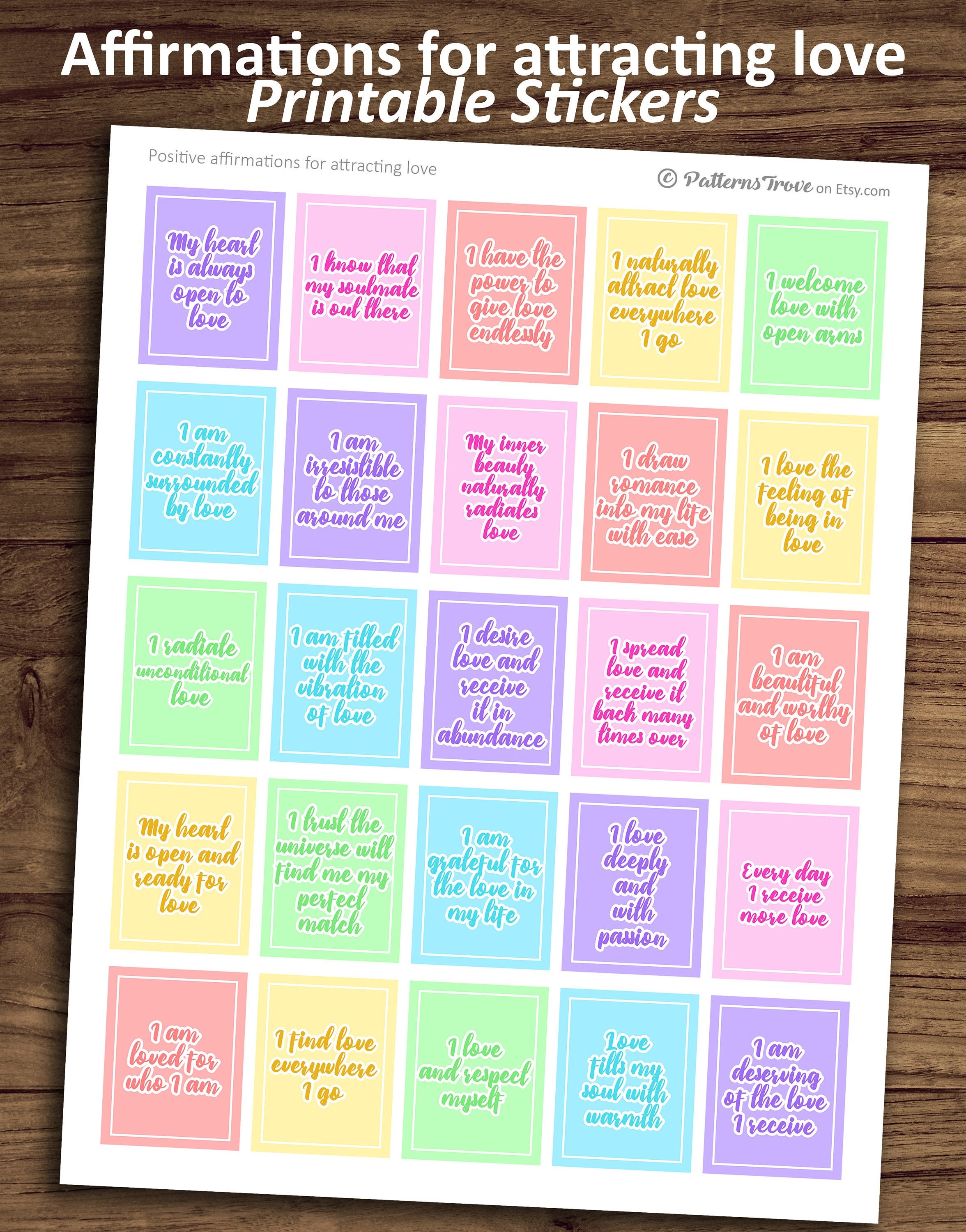 affirmation stickers for attracting love printable sticker