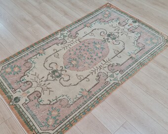 Handmade Turkish Rug 6&#39;7 x 3&#39;6 FT | Hand-knotted Anatolian Rug | Isparta Rug, 206 x 112 Cm