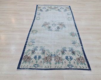 8&#39;7 x 4&#39;1 feet , Rug, Muted Color Rug, 4x6 Turkish Rug, Handmade Rug, 4x6 Vintage Rug,Faded Rug, Wool Rug, 4x6 Oushak Rug, 267 cm x 128 cm
