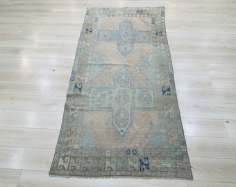 8&#39;3x4 ft , 4x8, Rug, Muted Color Rug, 4x6, Turkish Rug, Handmade Rug, 4x6 Vintage Rug,Faded Rug, Wool Rug, 4x6 Oushak Rug, 252 cm x 122 cm