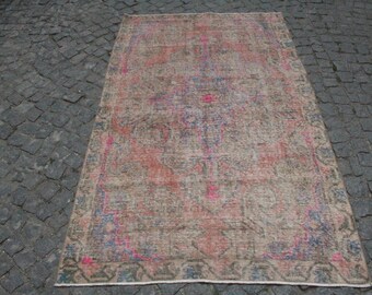 7’1x4’2 ft, 4x6, Rug, Muted Color Rug, 4x6 Turkish Rug, Handmade Rug, 4x6 Vintage Rug,Faded Rug, Wool Rug, 4x6 Oushak Rug,  218 cm x 131 cm