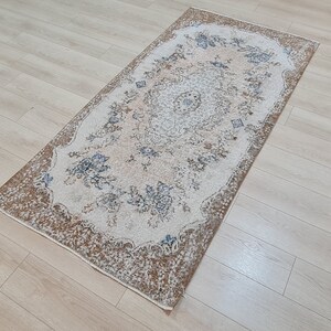 Handmade Turkish Rug 7&#39;1 x 3.6 FT | Hand-knotted Anatolian Rug | Isparta Rug, 218 x 110  Cm