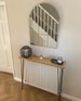 RUSTIC CONSOLE TABLE (Narrow) - Radiator cover, Recycled scaffold board, Black 3-Rod steel hairpin legs, Various sizes and colours available 