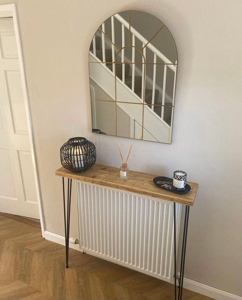 RUSTIC CONSOLE TABLE Narrow Radiator cover Recycled Etsy