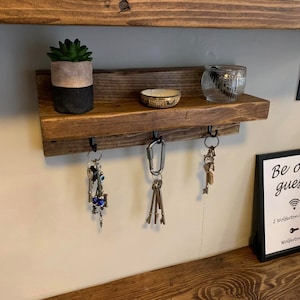 Reclaimed Wood Key Holder Shelf: Rustic Entryway Organizer