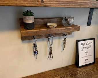Reclaimed Wood Key Holder Shelf: Rustic Entryway Organizer