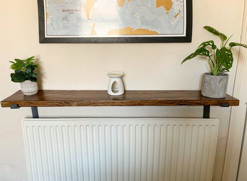 RUSTIC RADIATOR SHELF Recycled scaffold boards Industrial Etsy