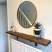 RUSTIC RADIATOR SHELF - Recycled scaffold boards, Industrial iron brackets, Various colours and sizes available