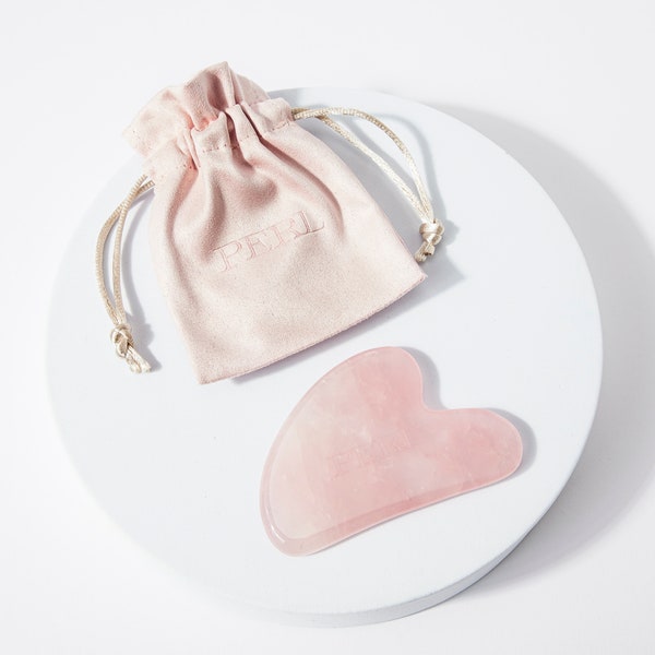 100% Natural Rose Quartz Facial Gua Sha Stone - Suede Bag - Facial Beauty - Body Massage - Sculpting Tool - Skincare Gifts - Gifts for Her