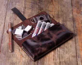 Personalized Leather Cigar Travel Case, Groomsmen Gift