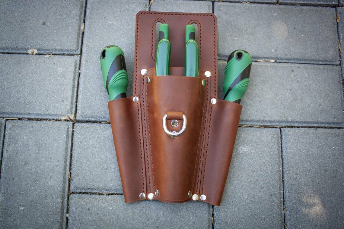 Electrician bag Brown leather tool pouch Electrician's Etsy