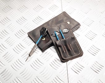 Personalized Leather Dart Pouch, Artisan Dart Case, Handmade Envelope Insert (190mm x 95mm)