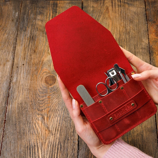 Leder Maniküre Set Maniküre Werkzeugkoffer Personalisierte Geschenke für ihn