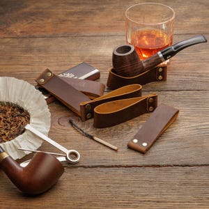 Personalized Leather Pipe Stand Tobacco Pipe Rest Leather Rest for Pipe Tobacco Pipe Holder