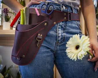 Cinturón de herramientas de floristería de cuero personalizado: bolsa para herramientas de jardinería, grabado personalizado