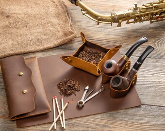 Personalized Leather Tobacco Pipe Accessories Kit, Smoker Gift