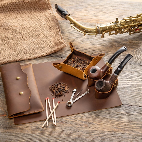 洋書 Compacts and Smoking Accessories Amazon.com: Scotte Handmade Pipe Set, Leather Pipe Pouch, Wood