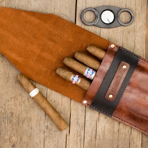 Leather cigar case Travel Tobacco Pouch Personalized gifts for him