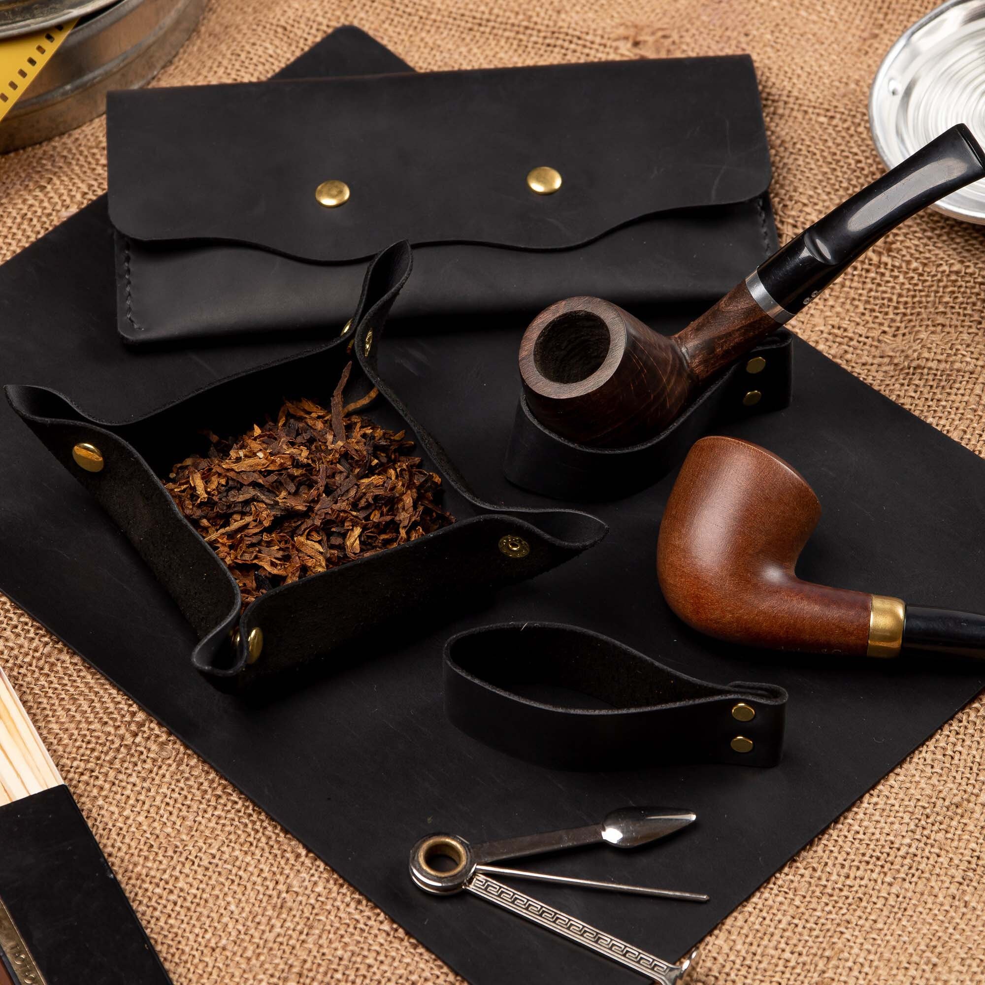 tobacco accessories Personalized Leather Tobacco Pipe Accessories Kit, Smoker Gift