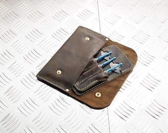 Handmade Leather Dart Wallet, Slim Flight and Dart Holder Case