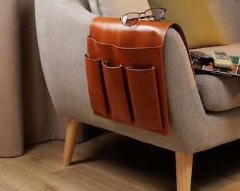Armchair Organizer, Sofa caddy with 4 pockets for phone, book, remote control