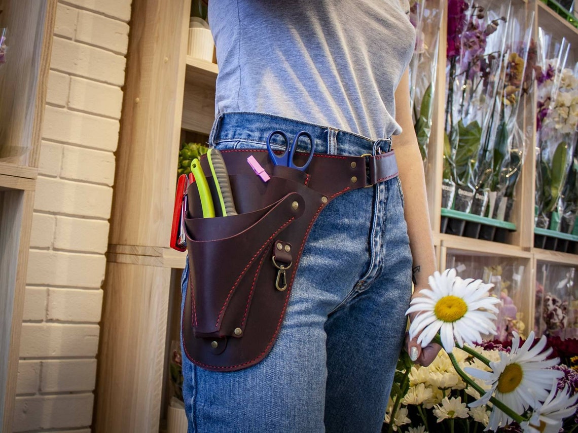 Florist bag Florist garden belt Leather tool belt for Etsy