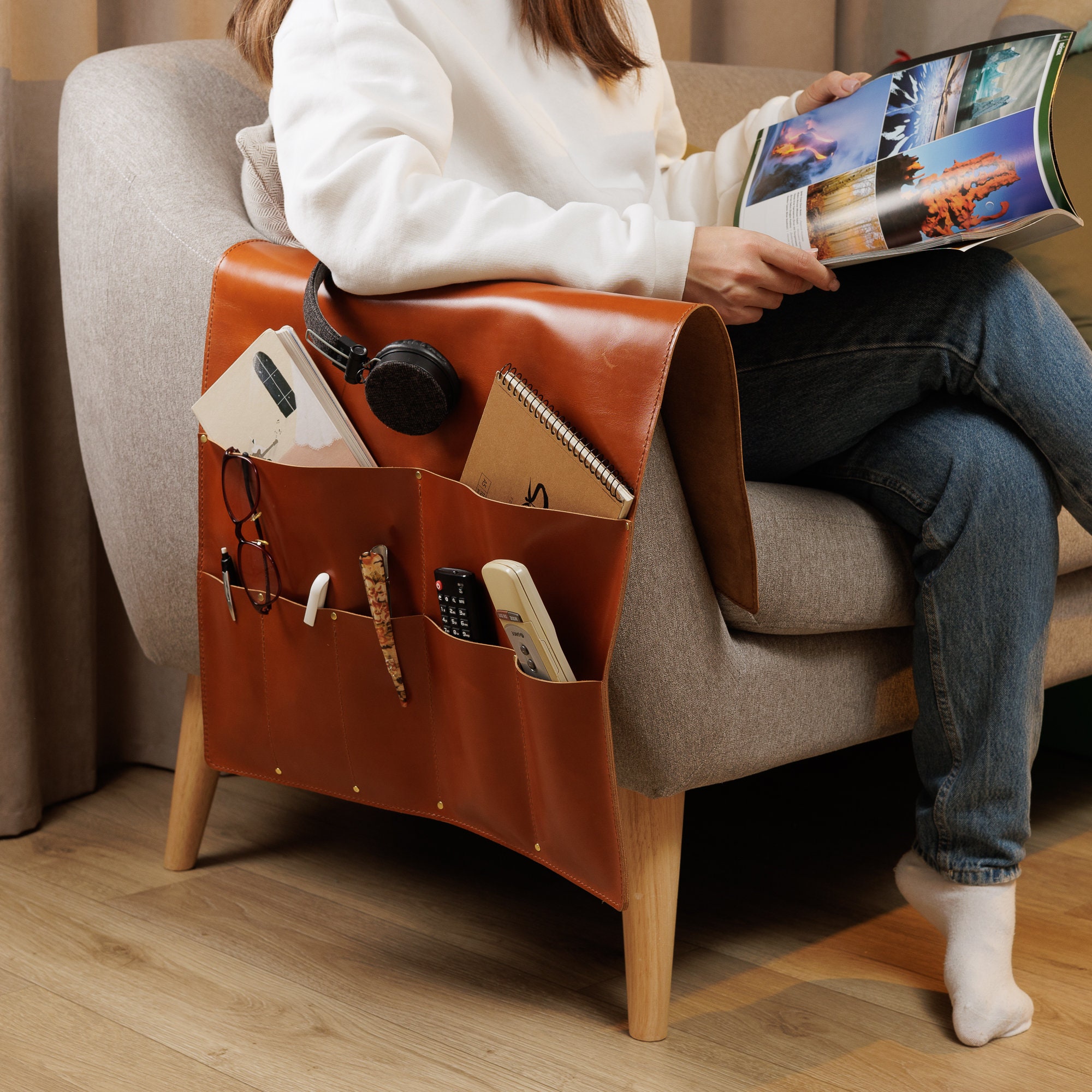 Leather armchair caddy new arrivals