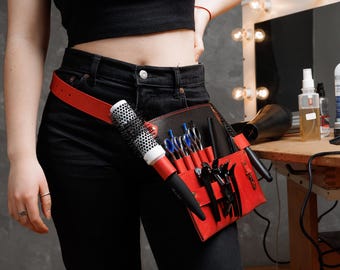 Leather hairdressing bag,  Barber waist holster, Leather stylist tool belt, Hairdresser gift