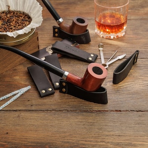 Leather pipe stand  Tobacco pipe holder Gifts for him
