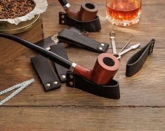 Leather pipe stand  Tobacco pipe holder Gifts for him