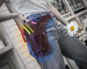 Personalized Leather Garden Tool Belt: Florist Farm Tool Bag