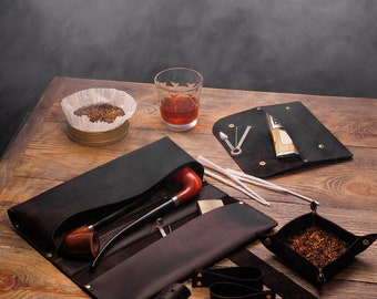 Leather churchwarden pipe bag Leather Pipe Pouch Pipe Accessories Gifts for him