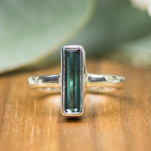 Ring, Blue, Green, Teal, Tourmaline, Bicolor, Sterling Silver, Gemstone, Gemstones, Ethical, Sustainable, Jewelry, Jewellery, Handmade, Bali image 1
