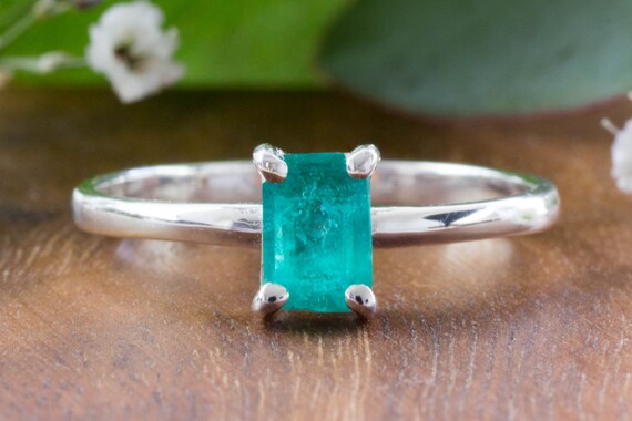 SMARAGD RING | 925 Silber | Günstiger Verlobungsring | Smaragd Schmuck