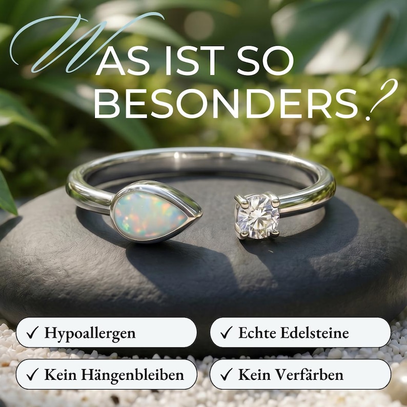 Silberring mit Opal und Diamant