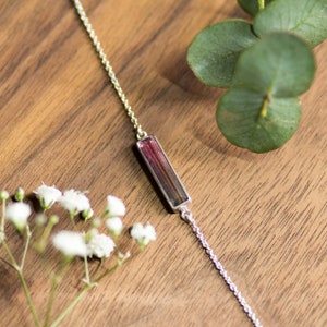 High-quality Sterling Silver bracelet with Watermelon Tourmaline. Handmade in Bali, shipped from Germany. Perfect bridal jewelry image 2