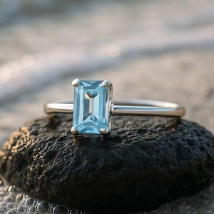 AQUAMARINE RING | Ocean Inspired Ring | Blue Gemstone Ring | Sustainable Jewelry | Ethical Artisan Crafted Minimalist Handmade Ring