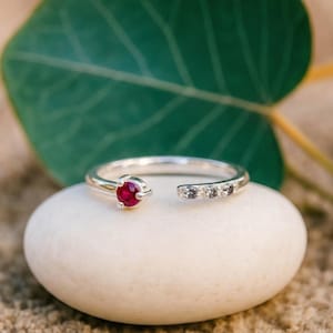 GENUINE RUBY RING | Silver Gemstone Ring | Elegant Ruby Ring | Quality Silver Ring | Durable Ruby Birthstone Waterproof Silver Ring