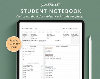 college assignment organizer Goodnotes student planner, digital study planner template, home school assignment tracker, hyperlinked digital college academic planner