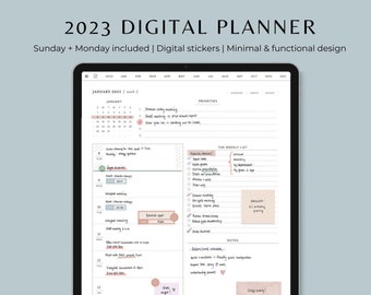 2023 digital planner with monthly habit tracker, ADHD planner for productivity with daily schedule, and goal planner, daily planner
