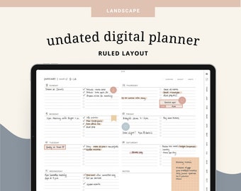 Planificateur Goodnotes non daté pour iPad planificateur numérique planificateur quotidien numérique non daté bonnes notes planificateur numérique planificateur de vie modèle numérique