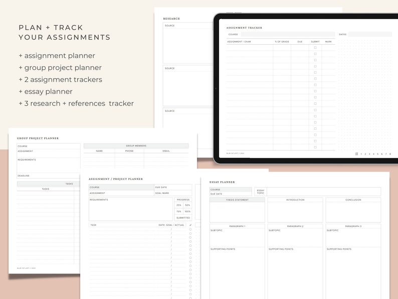 Modèle de planificateur d'étude numérique, planificateur d'étudiant numérique non daté, traqueur d'affectation iPad Pro, planificateur académique d'université d'infirmière goodnotes image 7