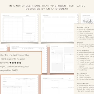 Modèle de planificateur d'étude numérique, planificateur d'étudiant numérique non daté, traqueur d'affectation iPad Pro, planificateur académique d'université d'infirmière goodnotes image 2