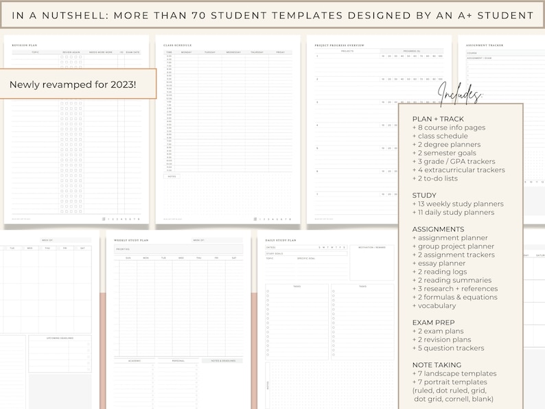 Goodnotes Student Planner Digital Study Planner Template Etsy