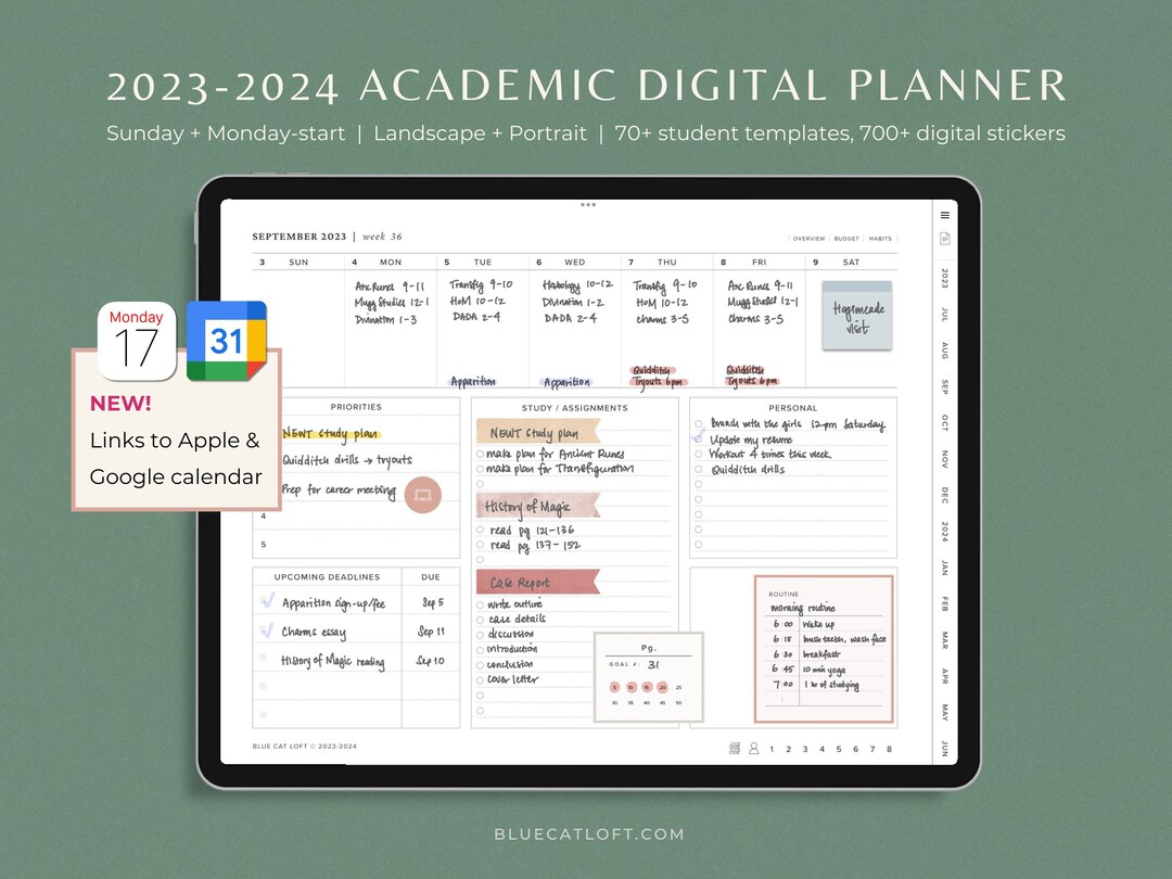 2023-2024 Digital Student Planner iPad Pro Goodnotes Planner - Etsy UK