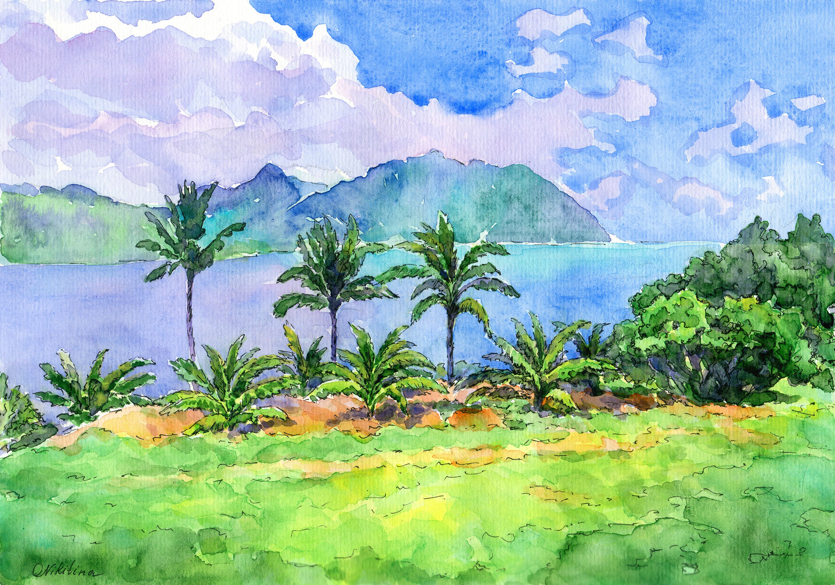 Hawaii Original Gemälde Hawaii Aquarell Kunstwerk Hawaii | Etsy